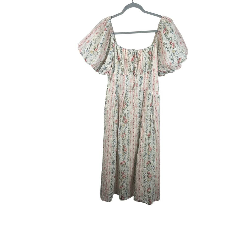 Storia‎ English Garden Floral Maxi Dress Women Large Multicolor NWT Puff Sleeve